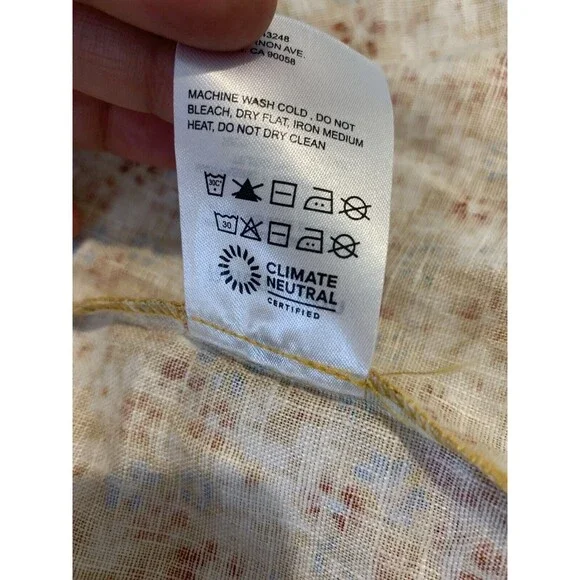 Reformation lucila Dress SZ 12 midi 100% Linen Cottagecore yellow smocked floral - Picture 7 of 16